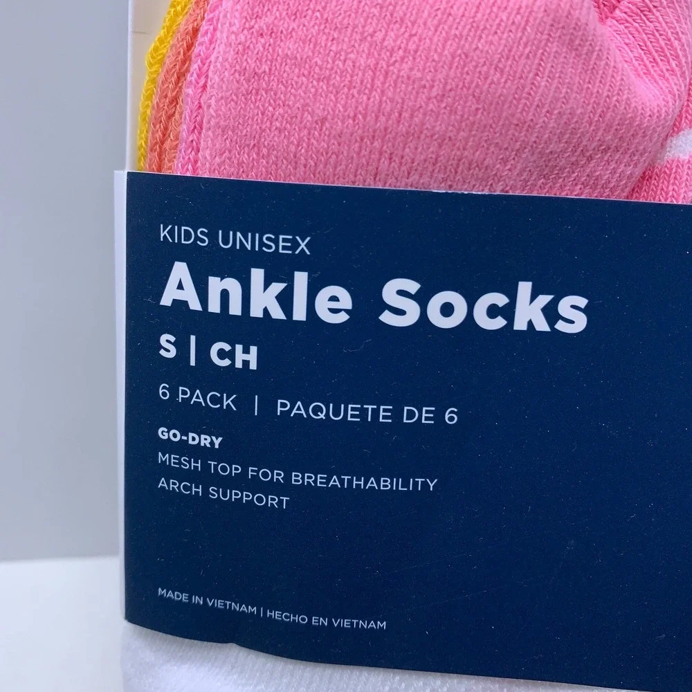 Old Navy Girls Small Shoe Size 11-13 Multicolor Ankle Socks 6 Pack NWT